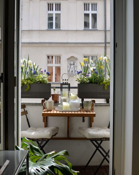 Small Table and chair on a balcony