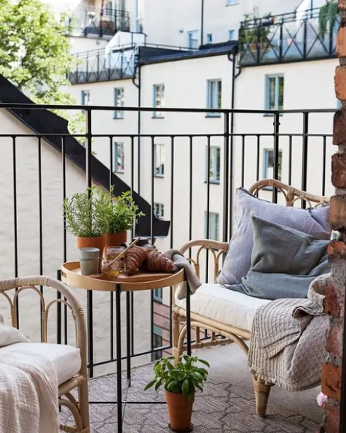 Small Table and chair on a balcony