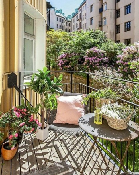 Small Table and chair on a balcony